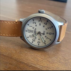 Timex expedition leather band watch